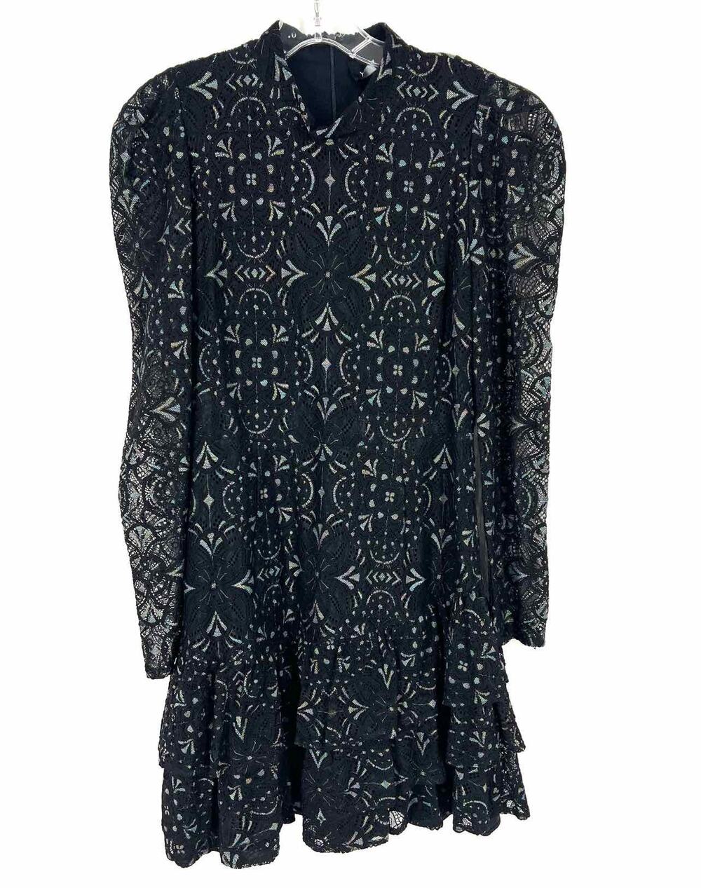 Yumi Kim Size XL Black/Multi Lace Tiered Designer Dress